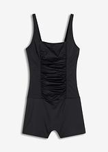 Badeanzug mit Bein in schwarz von vorne - bonprix