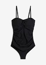 Medium Shape-Badeanzug mit Wickeloptik in schwarz von vorne - bonprix