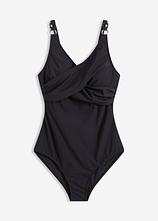 Strong Shape-Badeanzug mit Wickeloptik in schwarz von vorne - bonprix